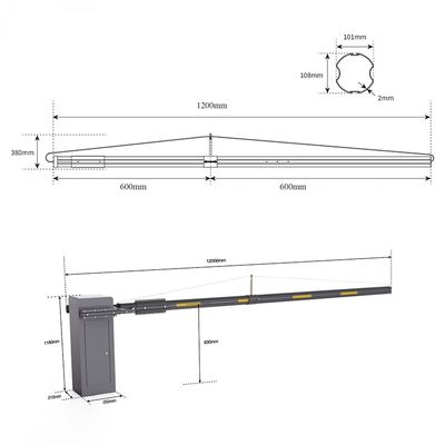 Rào chắn tay đòn siêu dài 12 mét DZ-2307 Bền bỉ để Kiểm soát ra vào giao thông xe cộ quy mô lớn